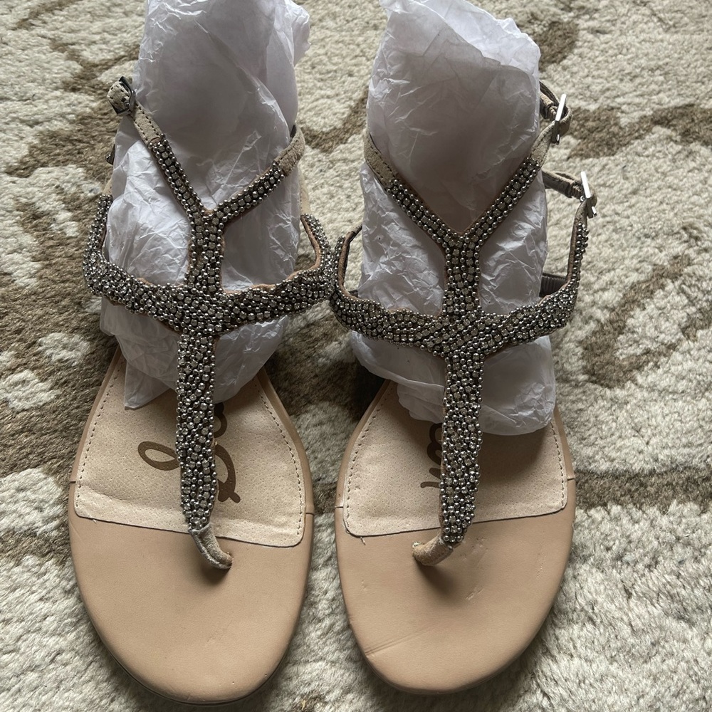 Sam Edelman silver sequined sandals women sz: 6M